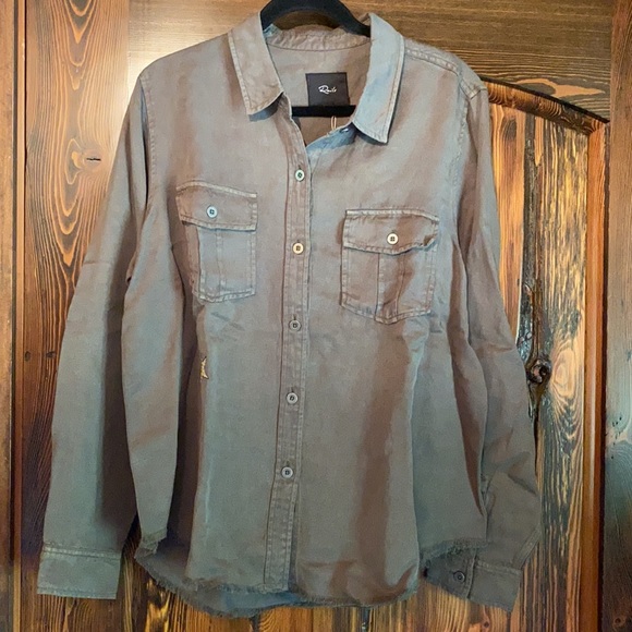 Rails Loren Olive Gold Star Embroidery Button Down Shirt - Picture 12 of 15